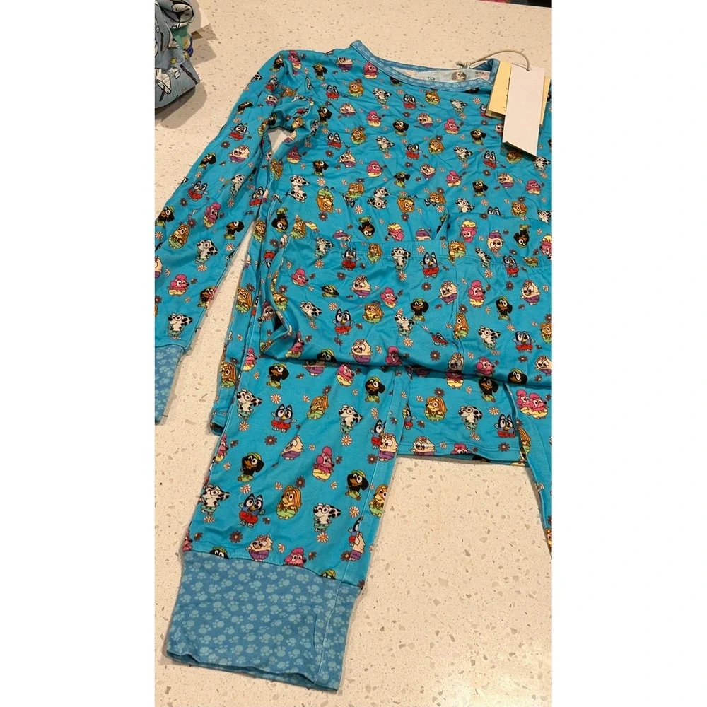 Little Snuggles Bluey Bamboo Viscose Pajama Set Kids 12T Blue Long Sleeve NWT